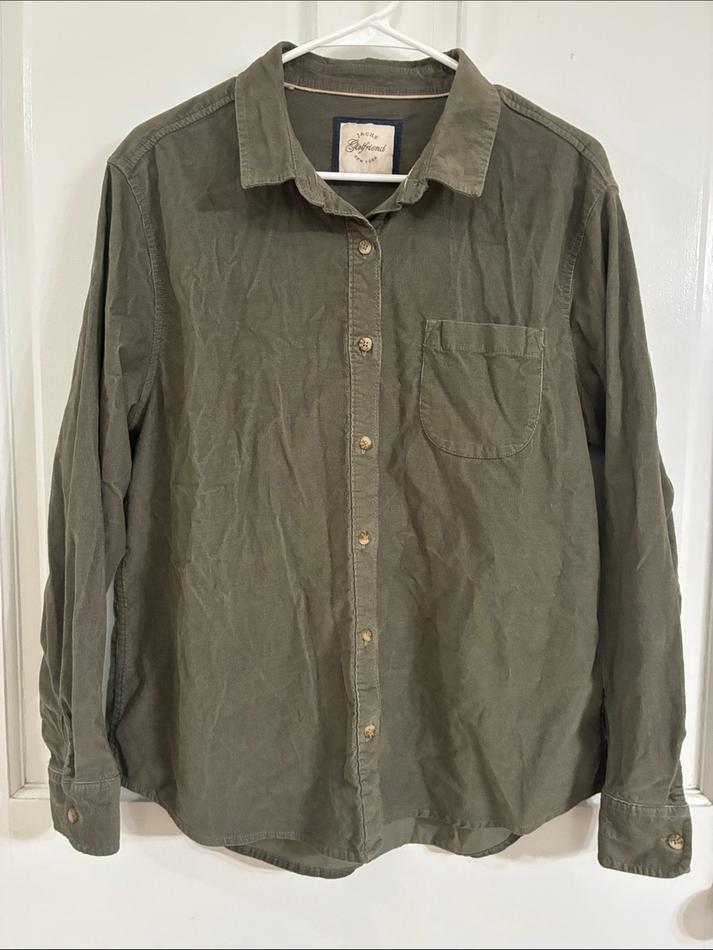 Jachs Girlfriend New York Olive Button-Down Long Sleeve Shirt